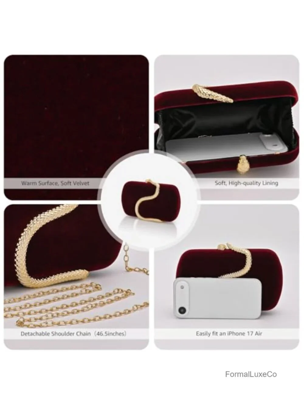Velvet Evening Clutch Purse with Chain Magnetic Lock Shoulder Handbag